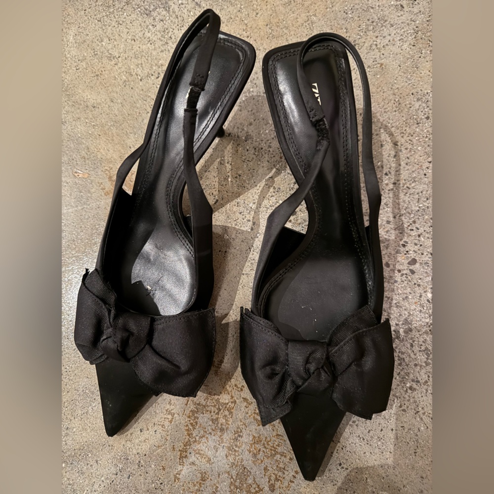 Zara kitten heel bow slide